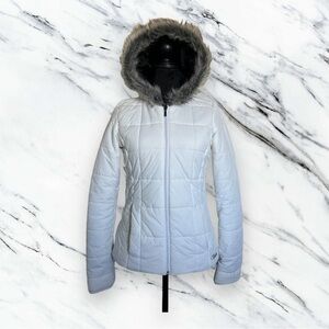 Vans Woman’s Medium Insulated White Puffer Jacket With Fur Lined Hood